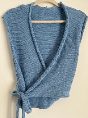 Free people Light Blue Knit Wrap Sweater Vest